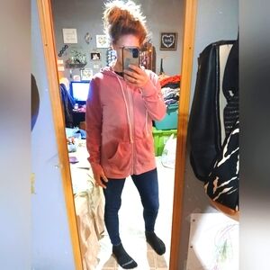 🎈PINK🎈BUY 1 GET 1 🆓🎈Victoria's Secret Long Zip Up Hooded Sweatshirt Sz M🎈